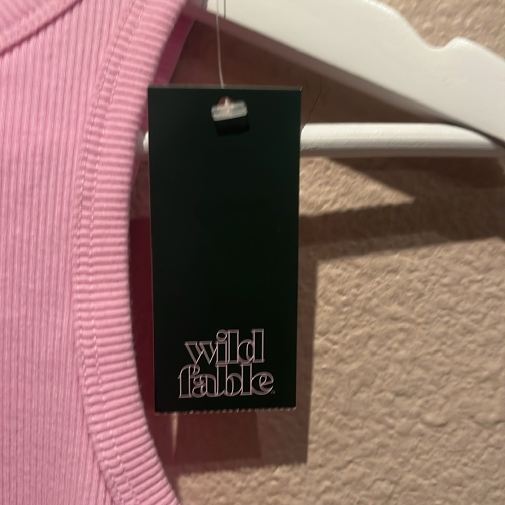 New Wild Fable Women’s Pink Ribbed Cropped Tank Top Size XXS NWT - Picture 4 of 9
